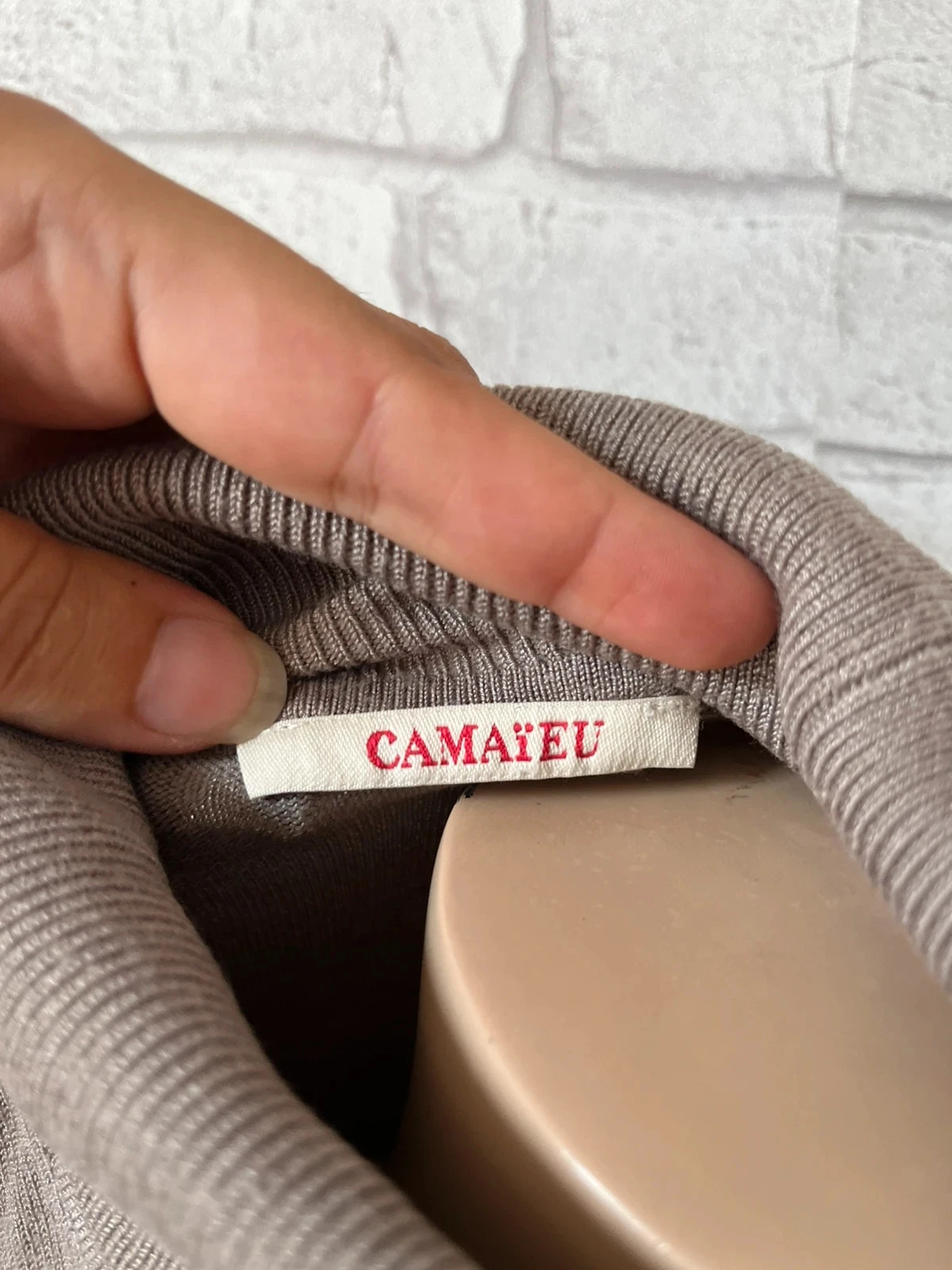 Sous-pull col roulé taupe – Taille 38/40 – Camaïeu – photo 2